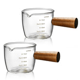 Mwellewm single spout espresso glass with wood handle for precise pouring
