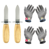 MYBMHTNB oyster knife set with stainless steel blades for easy shucking.