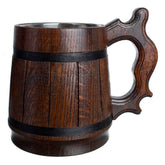 MyFancyCraft beer mug with wooden exterior keeps drinks cool longer.