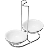 MyGift 2-piece ceramic spoon rest on a counter, keeping utensils organized.