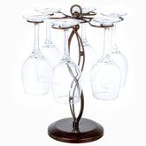 MyGift bronze stemware rack with scroll design for elegant display.
