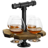 MyGift burnt wood tray with matte black handle shows rustic durability