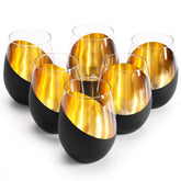 MyGift stemless glass with matte black and gold tilt for elegant evenings