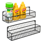 MyGift spice rack wall mount with chicken-wire front view for quick spice selection