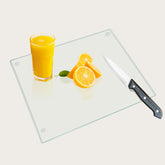 Mymonfif tempered glass cutting board, top view, durable surface for safe food prep