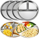 MYOVPLUT stainless steel kids plates set in a hero shot for durable everyday meals