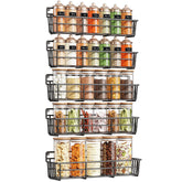 Mystozer spice rack front view shows sleek black five-tier design for easy access