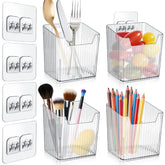 MZYIWUU 4-pack acrylic wall organizer with adhesive mounts for clutter-free pantry storage.