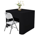 Nacuci 34x34 black square fitted tablecloth with open-back design for convenient under-table access.