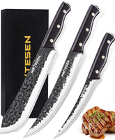 Naitesen 9-inch bullnose carving knife slicing evenly through a roast, clean edge.