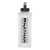 Nathan 20oz soft flask with bite top, easy handheld hydration during runs.
