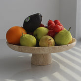 Nawgnail travertine fruit bowl pedestal top view ideal for kitchen decor