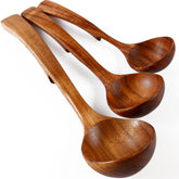 NAYAHOSE wooden ladle large teak for soups and stews, durable and heat resistant.