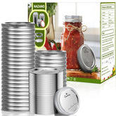 Nazano 72-pack regular-mouth canning lids on a jar for airtight freshness.