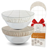 Nectar & Nest beeswax bowl cover over a mixing bowl for bread proofing.