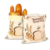 Nedsewor bread bag cradling a sourdough loaf, 17 by 13 inches for storage.