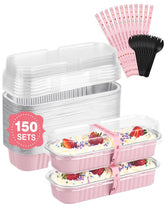 NEEBAKE pink mini loaf pans with lids, easy prep and transport.