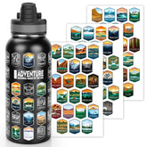Nefeeko National Parks bottle with stickers close-up, ideal for hikers.