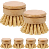 NEMTMCUA bamboo dish brush heads 6-pack for eco-friendly replacements