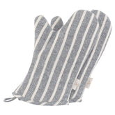 NEOVIVA denim quilted oven mitts for kids, chalk stripes, 2-pack, protective and comfortable