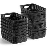 NETANY black 12-pack baskets for pantry organization.