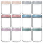 NETANY 12-pack 16oz glass jars with airtight lids for meal prep and freshness.