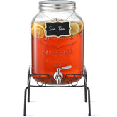 NETANY 2 gallon glass dispenser with stand and lid for elegant gatherings.