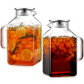 NETANY 2-pack 1-gallon square pitcher with lid and spout for easy pouring