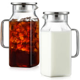 NETANY 2-pack glass pitcher with lid for fridge storage and freshness