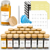 NETANY 36-piece glass spice jar set with bamboo lids for organized spice storage