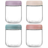 NETANY 4-pack glass jars with airtight lids, clear view of contents and premium quality.