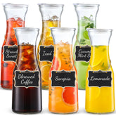 NETANY 6-pack glass carafes with lids for durable daily use.
