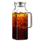 NETANY square glass pitcher with wide mouth for easy cleaning