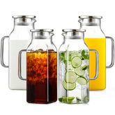 Netany square pitcher with 2L capacity and secure lid for family beverages.