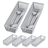 Neudeco silverware organizer with mesh drawer design for tidy kitchen storage.