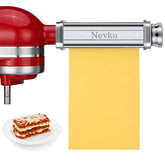 NEVKU pasta roller attachment for KitchenAid, stainless steel design improves pasta consistency.