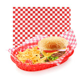New Star 44263 red check basket liner, 12x12 inches, ideal for sandwiches.