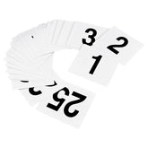 New Star Foodservice 23114 double-sided table numbers in white for clear seating cues.