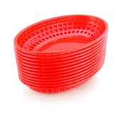New Star Foodservice 44164 red oval baskets, front view, ideal for fast, organized service
