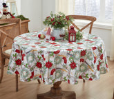 Newbridge Merry Christmas tablecloth with wreaths enhances festive dining and protects surfaces