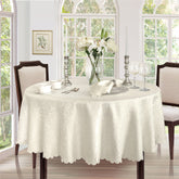 Newbridge Portofino scalloped damask tablecloth in ivory, 70-inch round for elegant dining