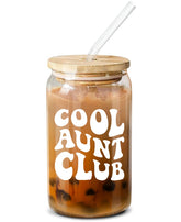 NewEleven Cool Aunt Club glass front view highlighting a stylish gift-worthy design.