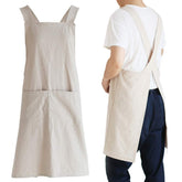 NEWGEM Japanese Linen Cross-Back Apron with two pockets for easy tool access.