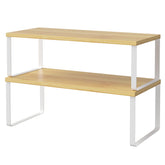 NEX Bamboo Cabinet Organizer Set 2-pack keeps spices neatly organized on the counter.