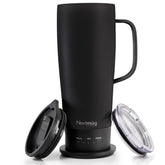 Nextmug Ultra front view shows sleek black design for on-the-go sipping.