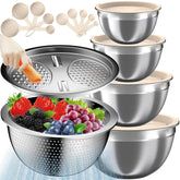 Nicdiet mixing bowls set with lids top view for organized prep and storage.