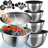 Nicdiet mixing bowls with lids demonstrate compact nesting for organized kitchen storage.