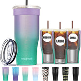 Niceyos glitter universal iced coffee sleeve close-up showing durable stainless steel insulation