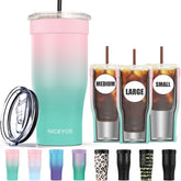 Niceyos universal iced coffee sleeve pink variant with double-wall insulation for cold drinks.