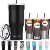 Niceyos universal iced coffee sleeve on assorted cups, keeps drinks cold longer.